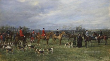 Encuentro de los perros de Quorn en Kirby Gate Heywood Hardy cazando Pinturas al óleo